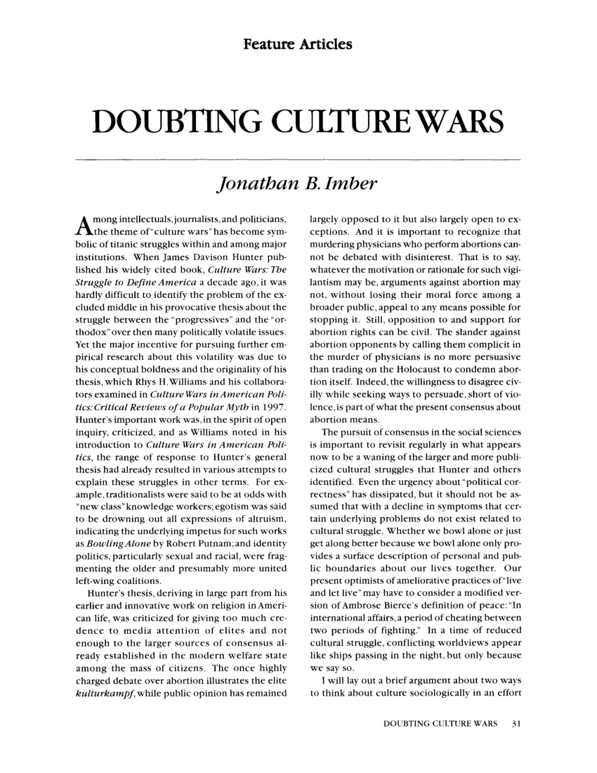 essay about culture wars