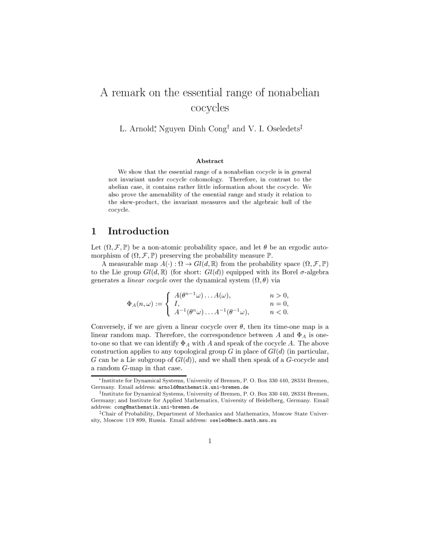 Pdf A Remark On The Essential Range Of Nonabelian Cocycles