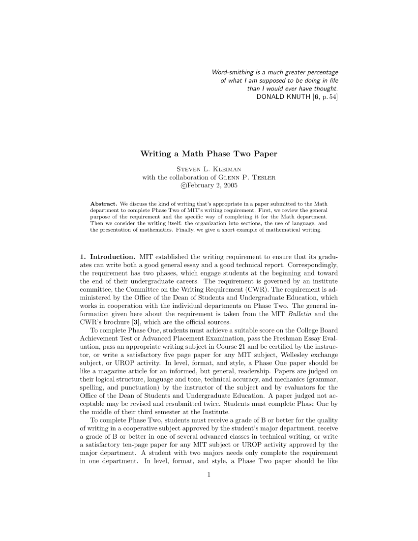 PDF) Writing a Math Phase Two Paper