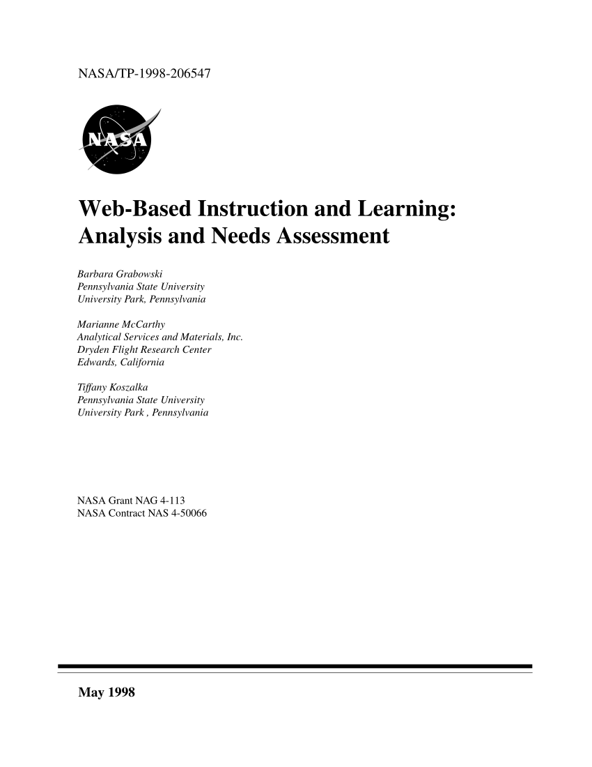 pdf-web-based-instruction-and-learning-analysis-and-needs-assessment