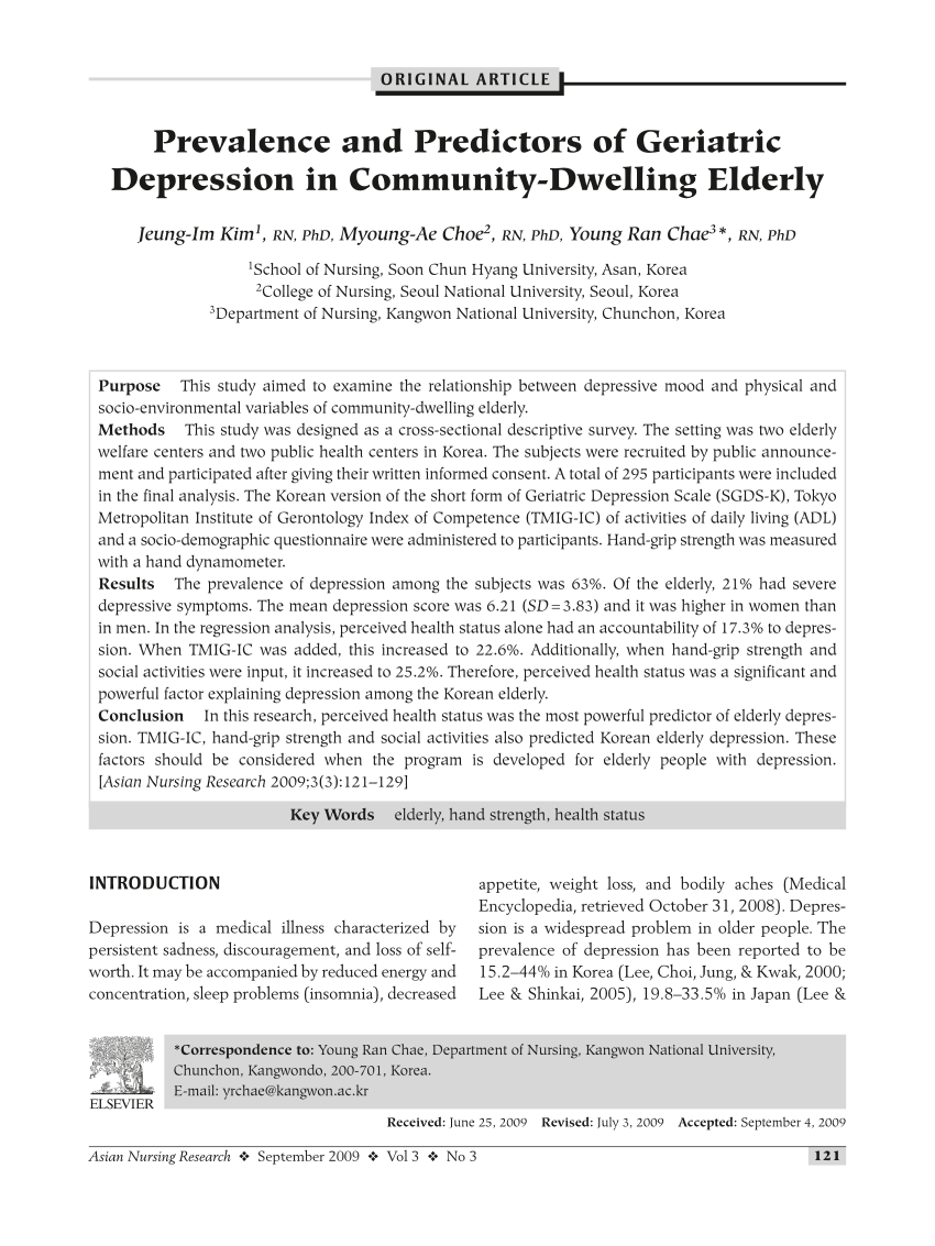 research articles on geriatric depression