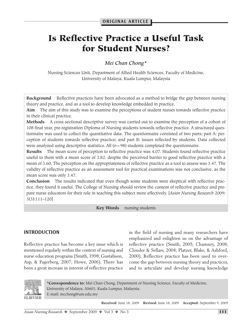 reflection paper on nursing research