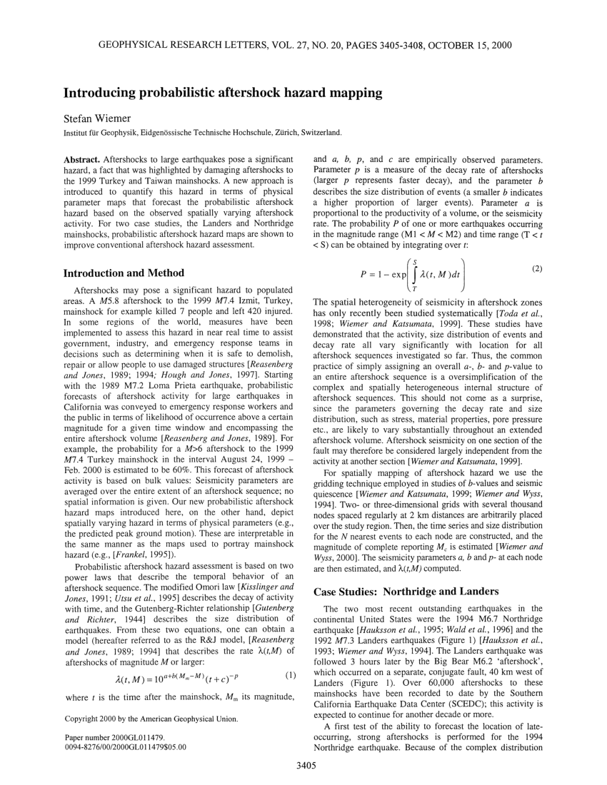 (PDF) Introducing probabilistic aftershock hazard mapping