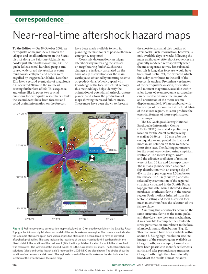 (PDF) Nearrealtime aftershock hazard maps