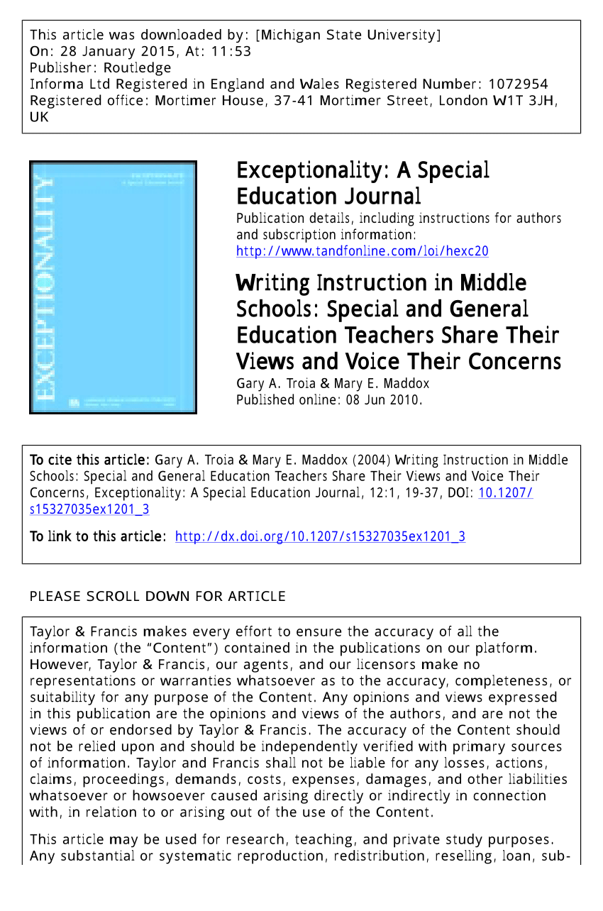 writing programs for middle school special education students