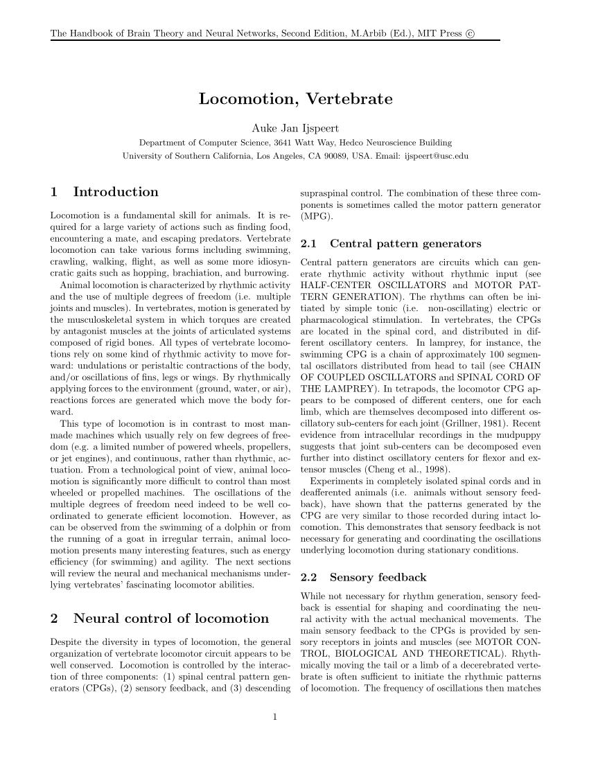 PDF) Locomotion Vertebrate