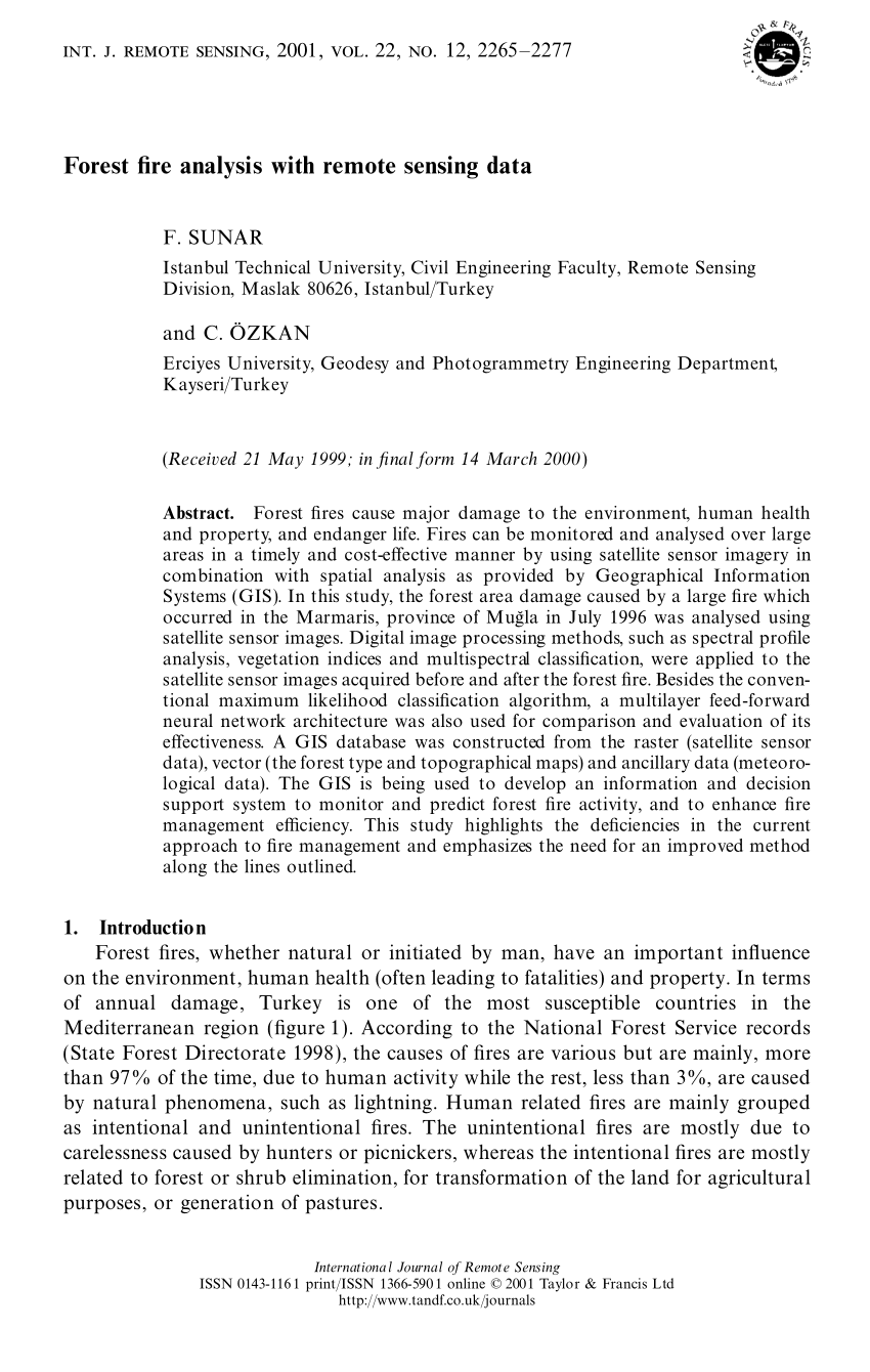 Pdf Forest Fire Analysis With Remote Sensing Data