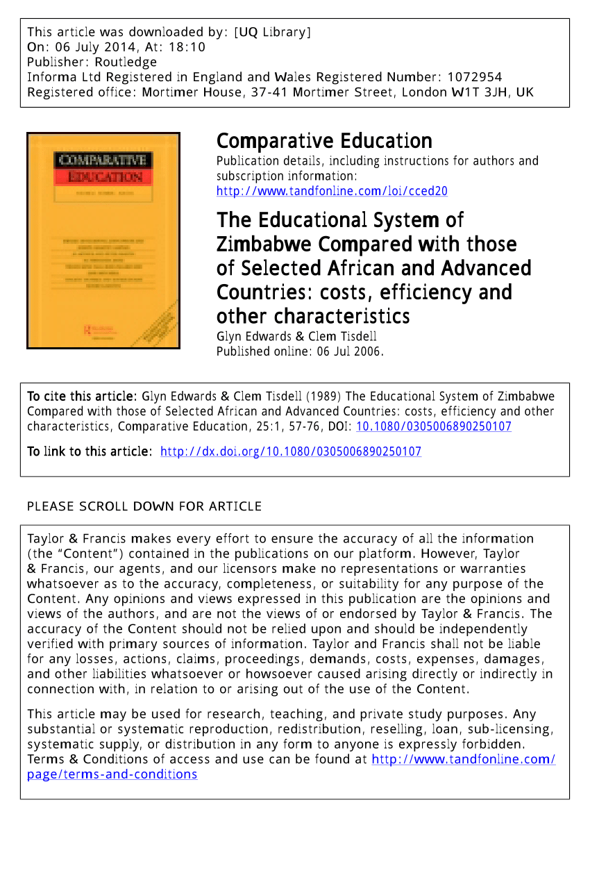 a case study of zimbabwe education system