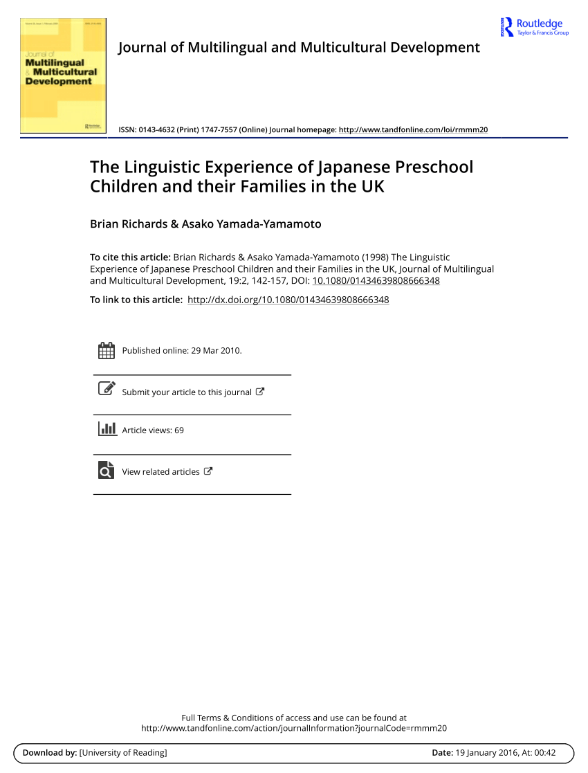 (PDF) The Linguistic Experience of Japanese Preschool Children and