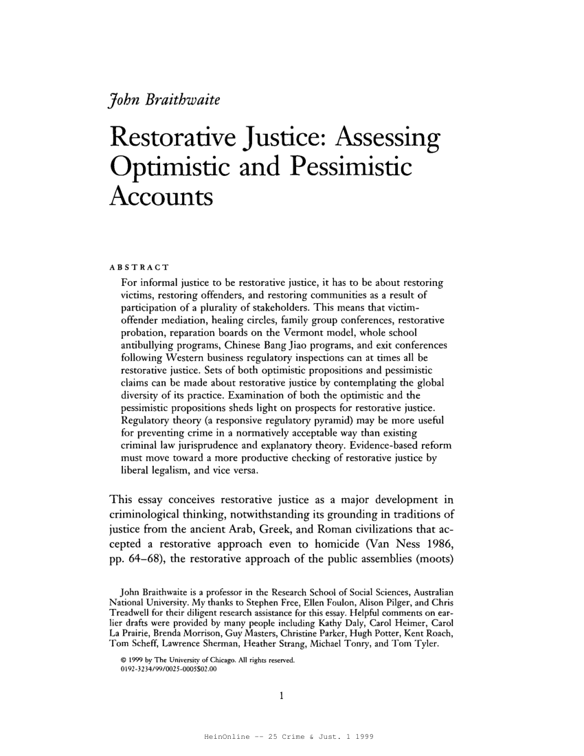 restorative justice essay topics