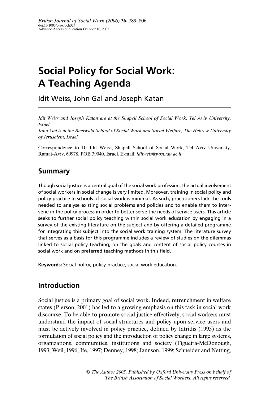 social policy and social work essay