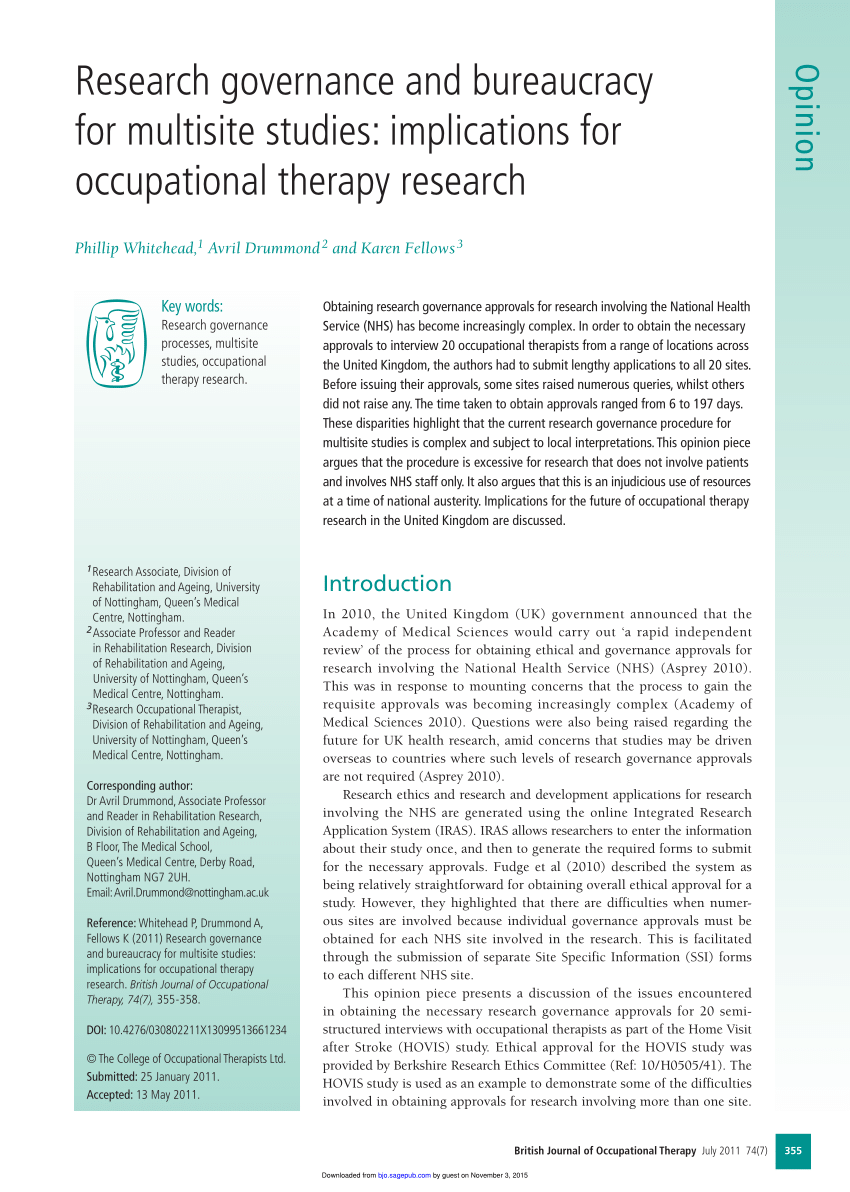 occupational therapy research paper