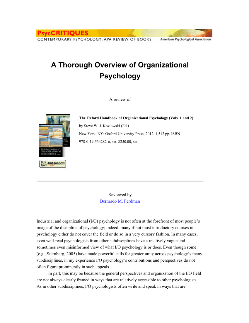 case study in organizational psychology