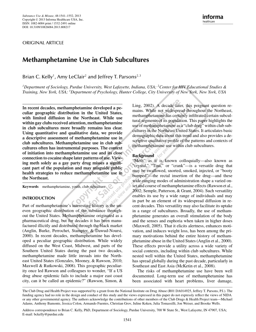 PDF) Methamphetamine Use in Club Subcultures