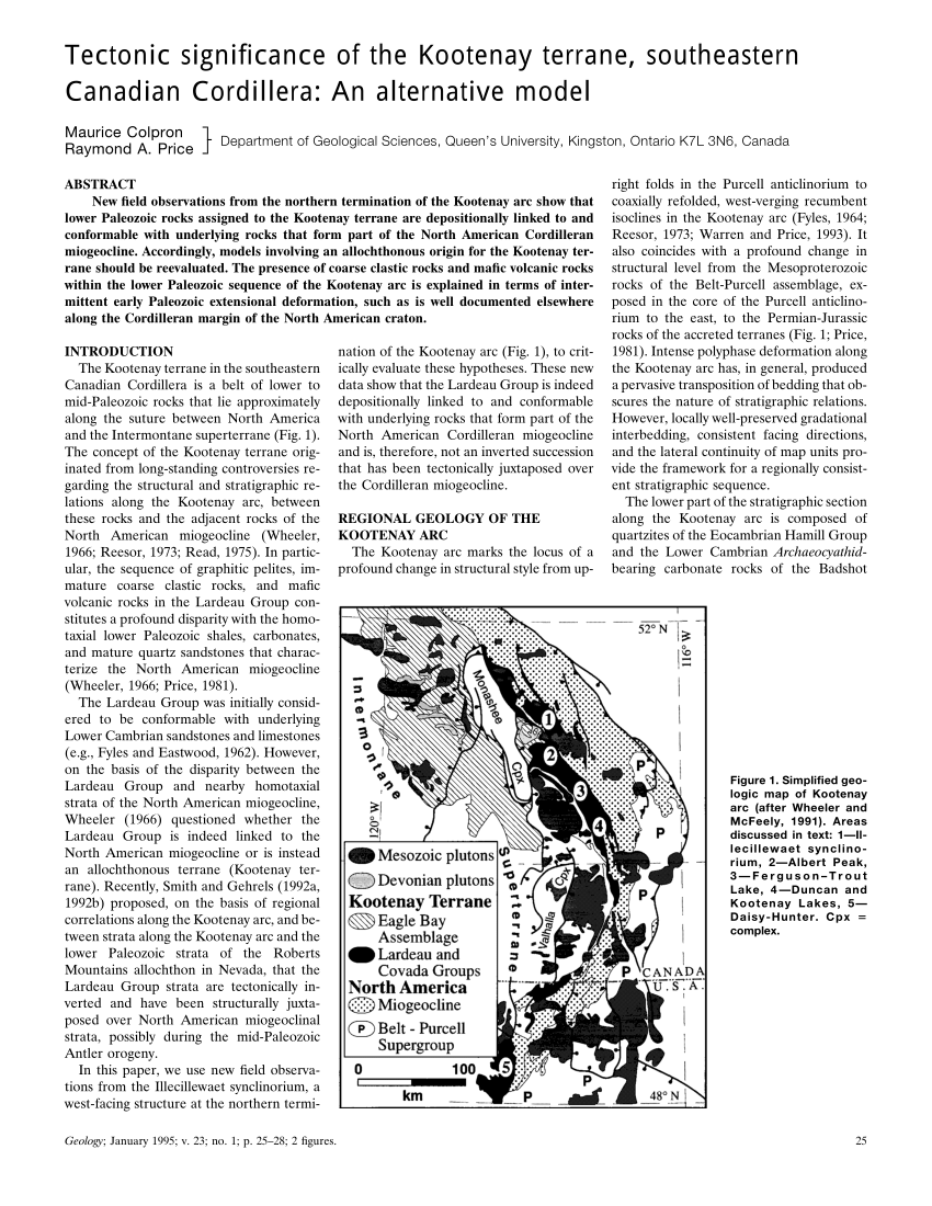 Pdf Tectonic Significance Of The Kootenay Terrane Southeastern Canadian Cordillera An 0654