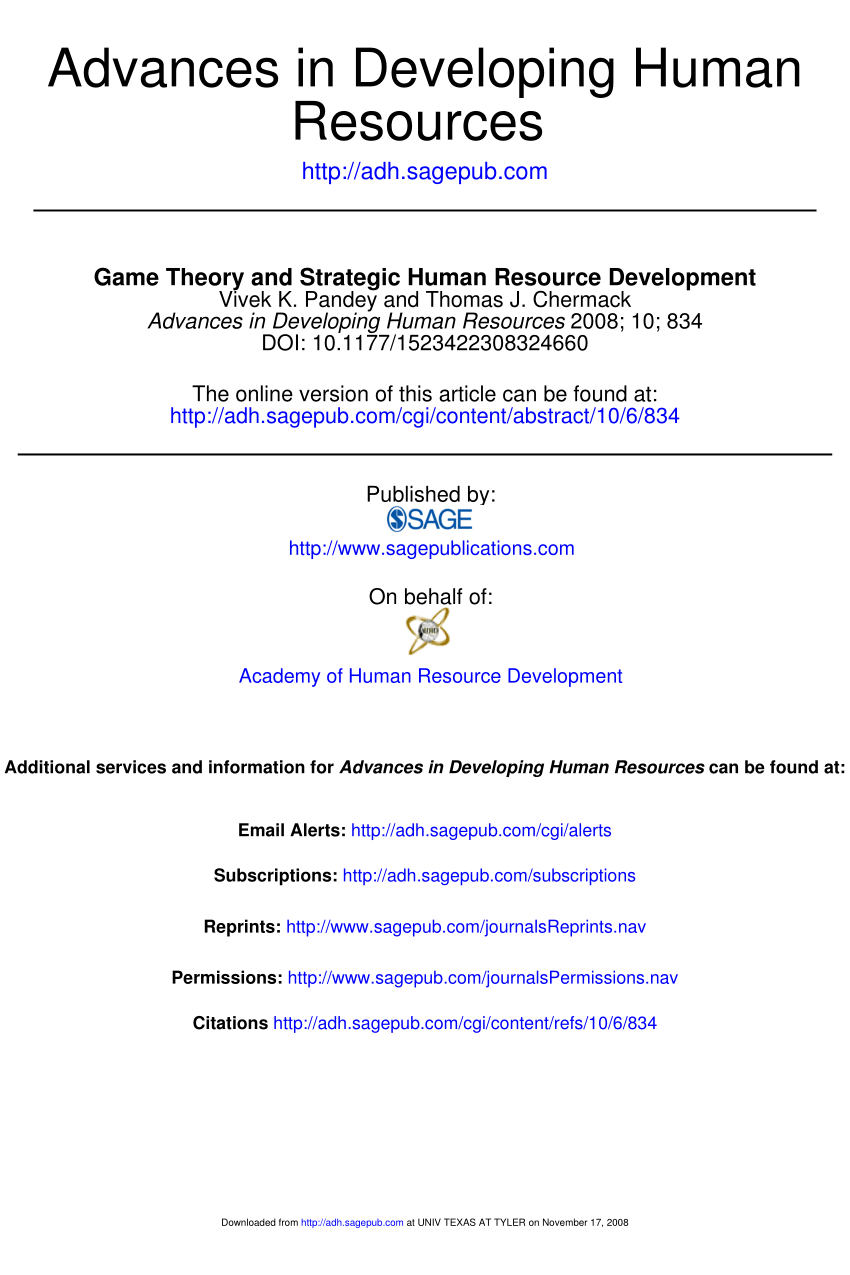 PDF) Game Theory and Strategic Human Resource Development