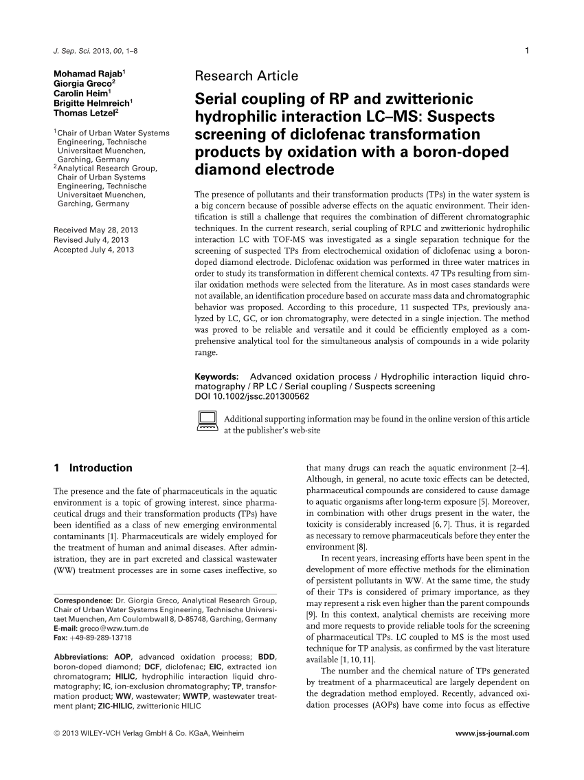 Pdf Serial Coupling Of Rp And Zwitterionic Hydrophilic