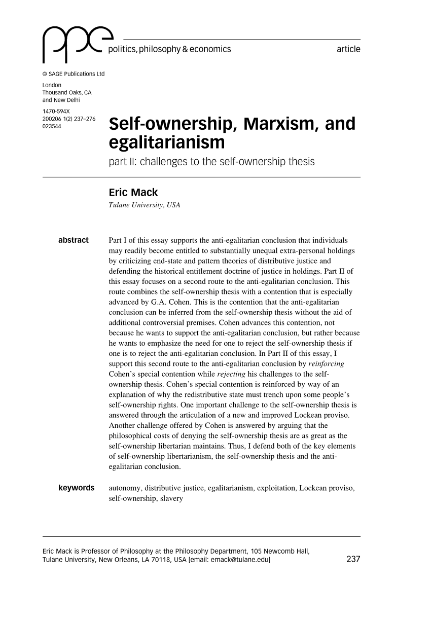 thesis of self ownership