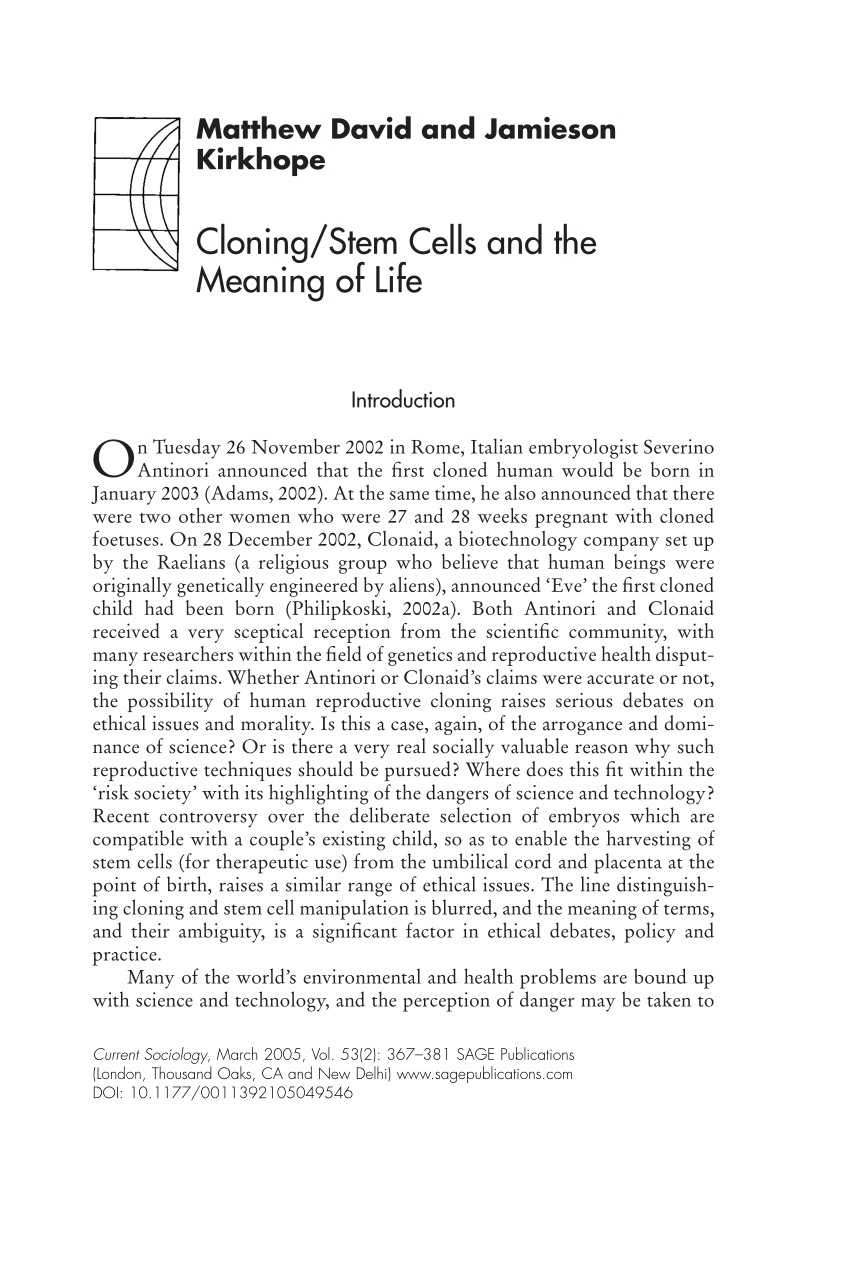 cloning and stem cell technology essay