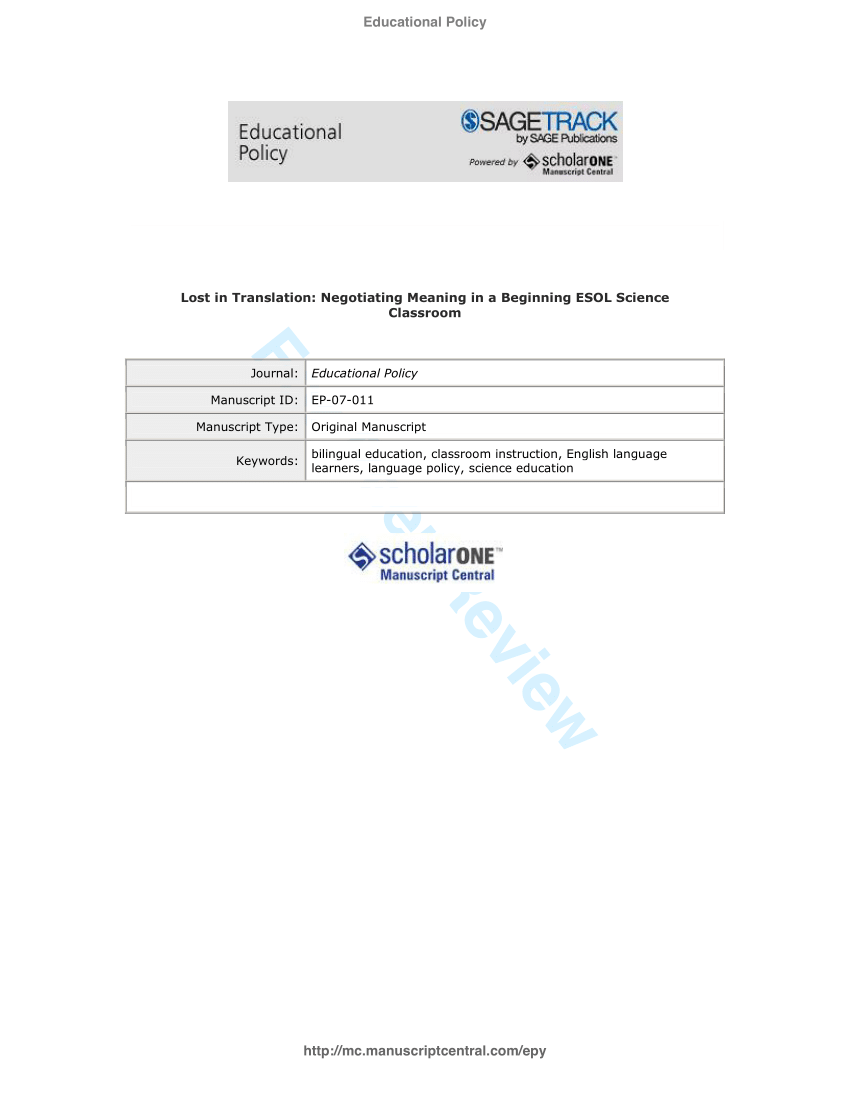 PDF Lost in Translation Negotiating Meaning in a Beginning ESOL  