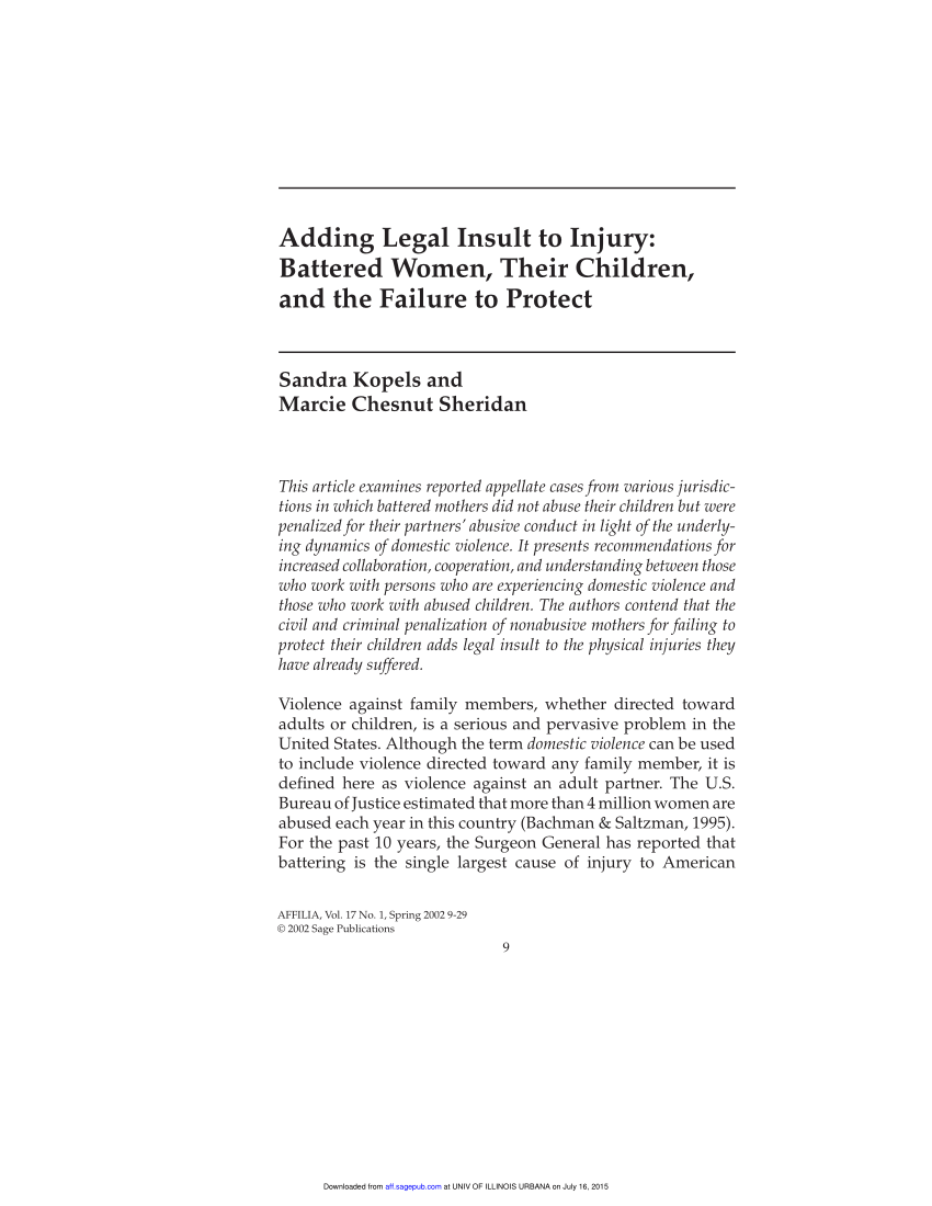 PDF) Adding Legal Battered Women, Their Children, the Failure to Protect
