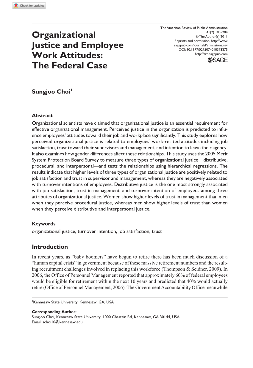 PDF) Organizational Justice and Employee Work Attitudes: The 
