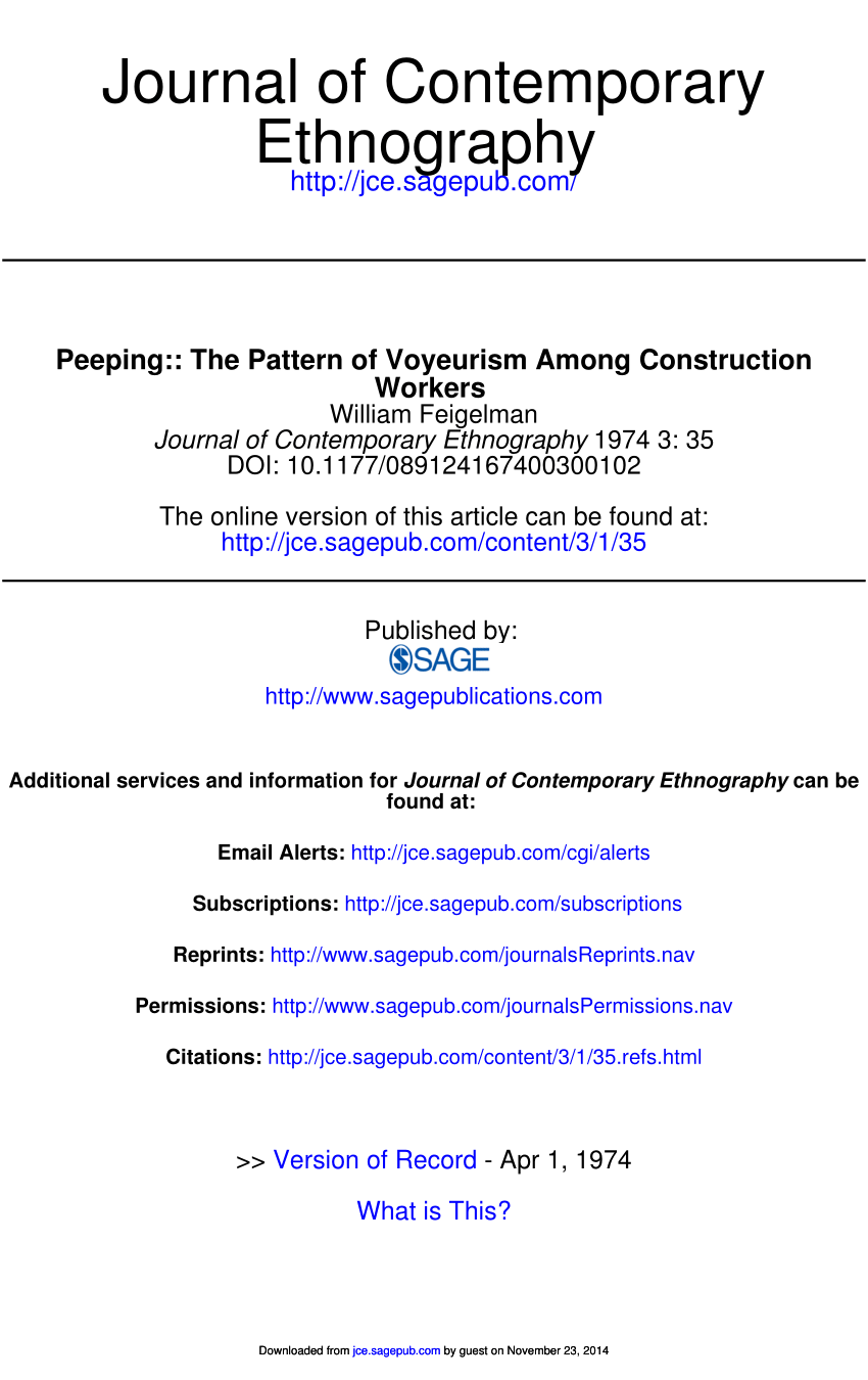 PDF) PeepingThe Pattern of Voyeurism Among Construction Workers picture