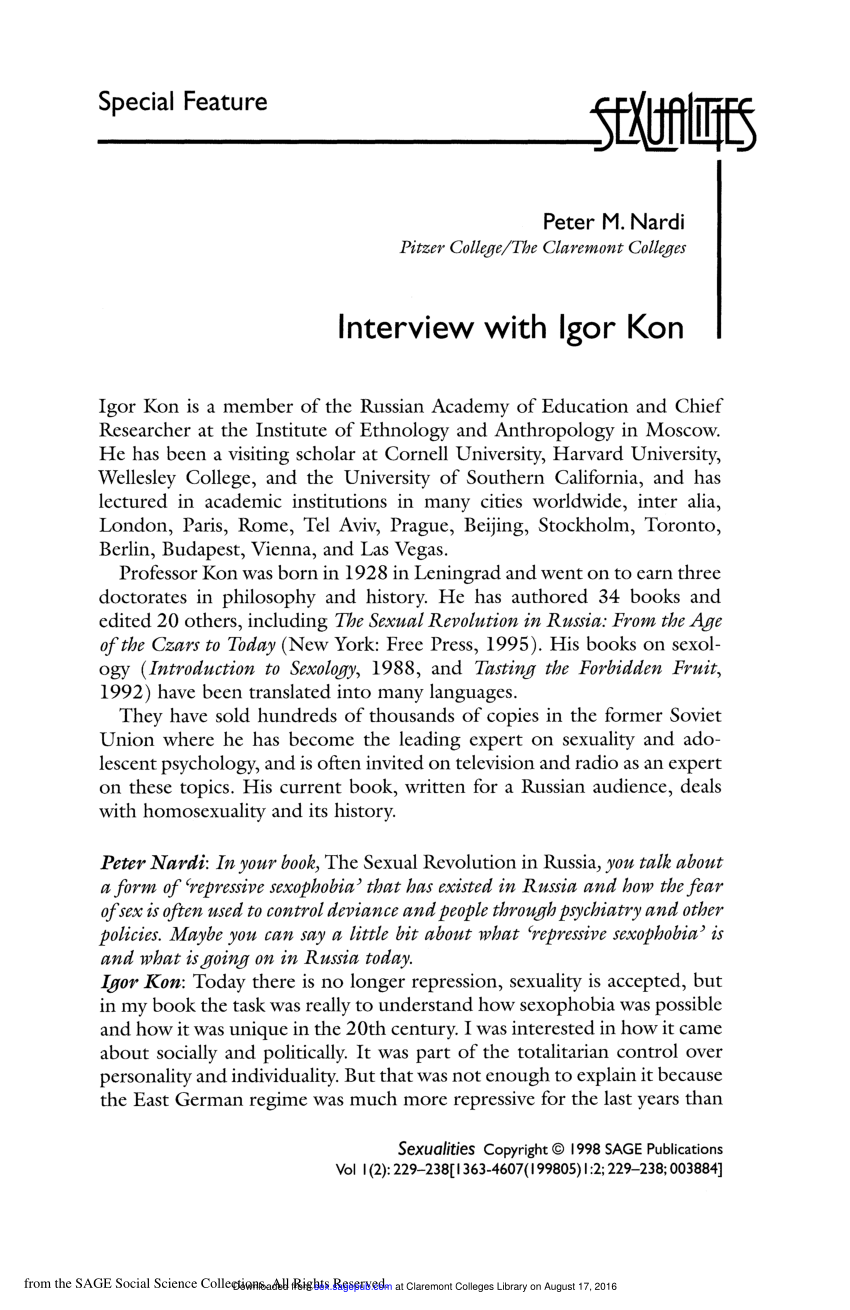 PDF) Interview with Igor Kon