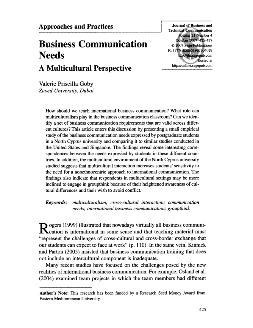 business communication research paper