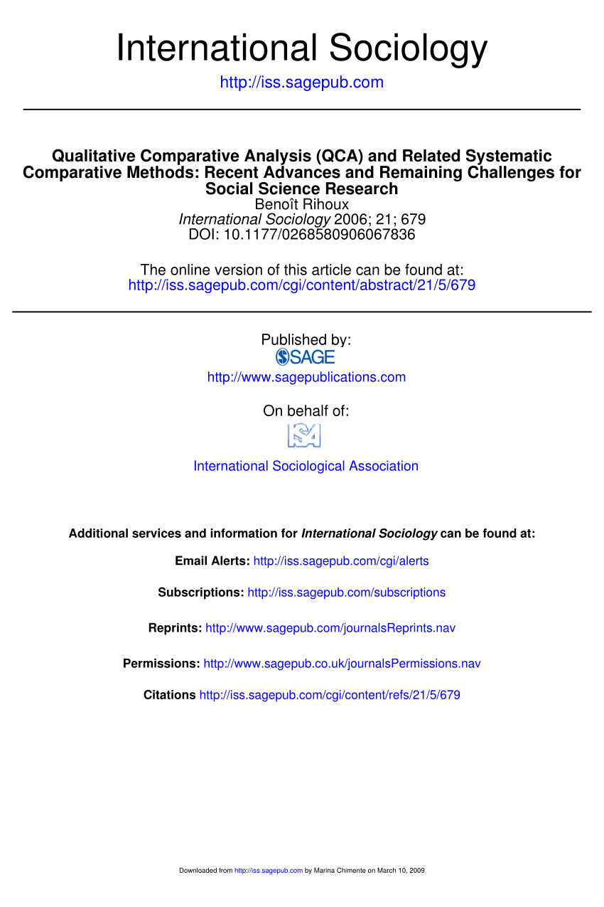 Pdf Qualitative Comparative Analysis Qca And Related Systematic Comparative Methods