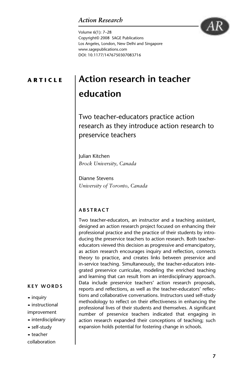 sample action research papers in education