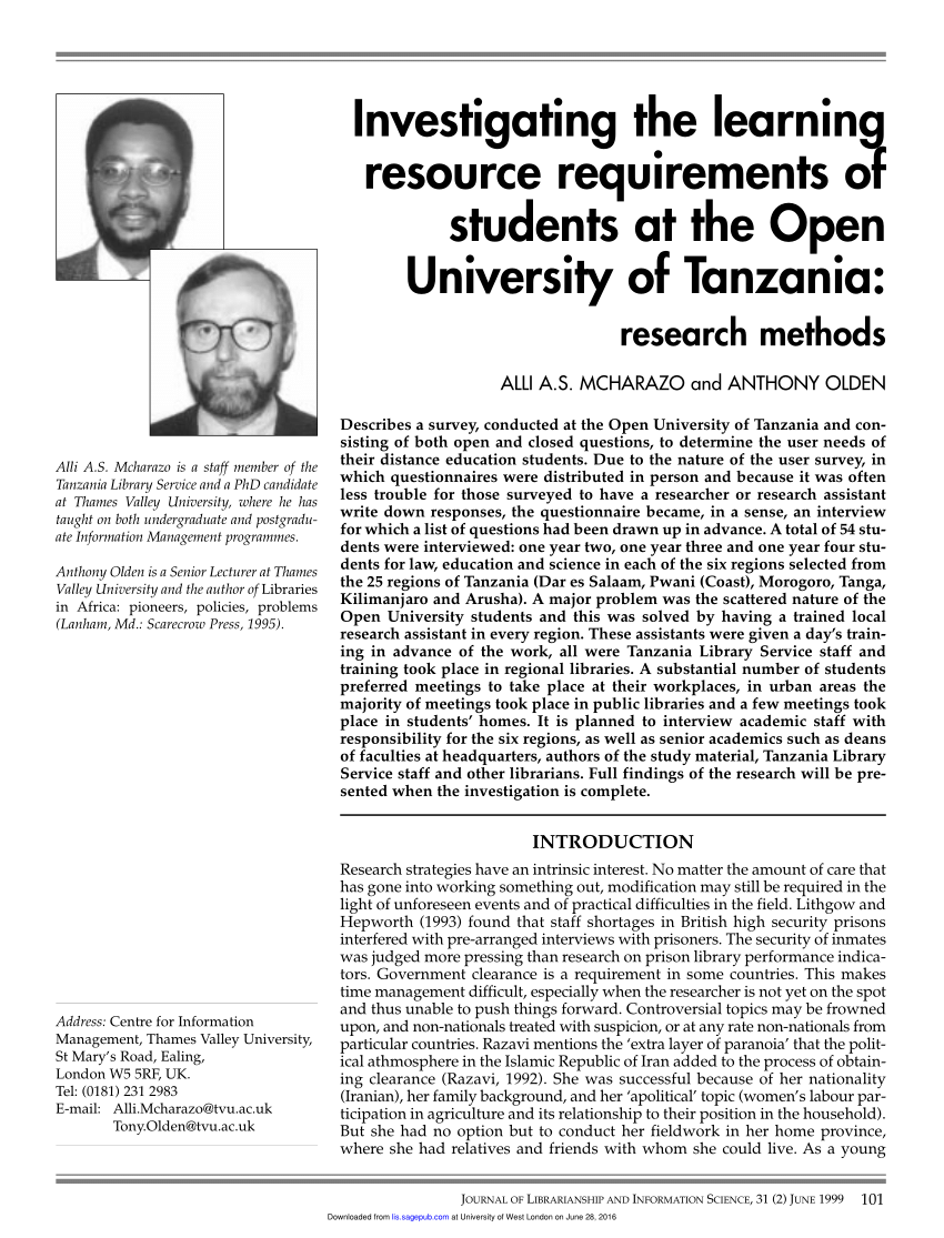 open university of tanzania research proposal format
