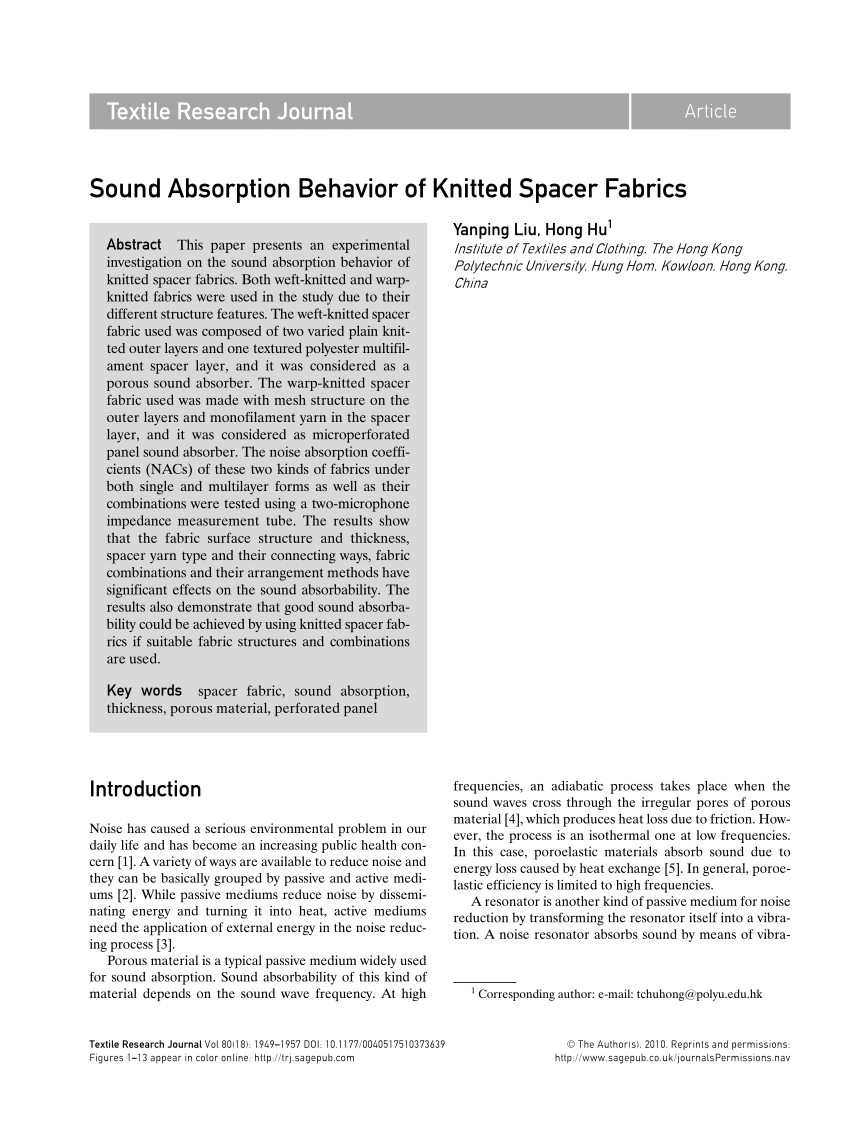 PDF] An Experimental Study of Compression Behavior of Warp-knitted Spacer  Fabric