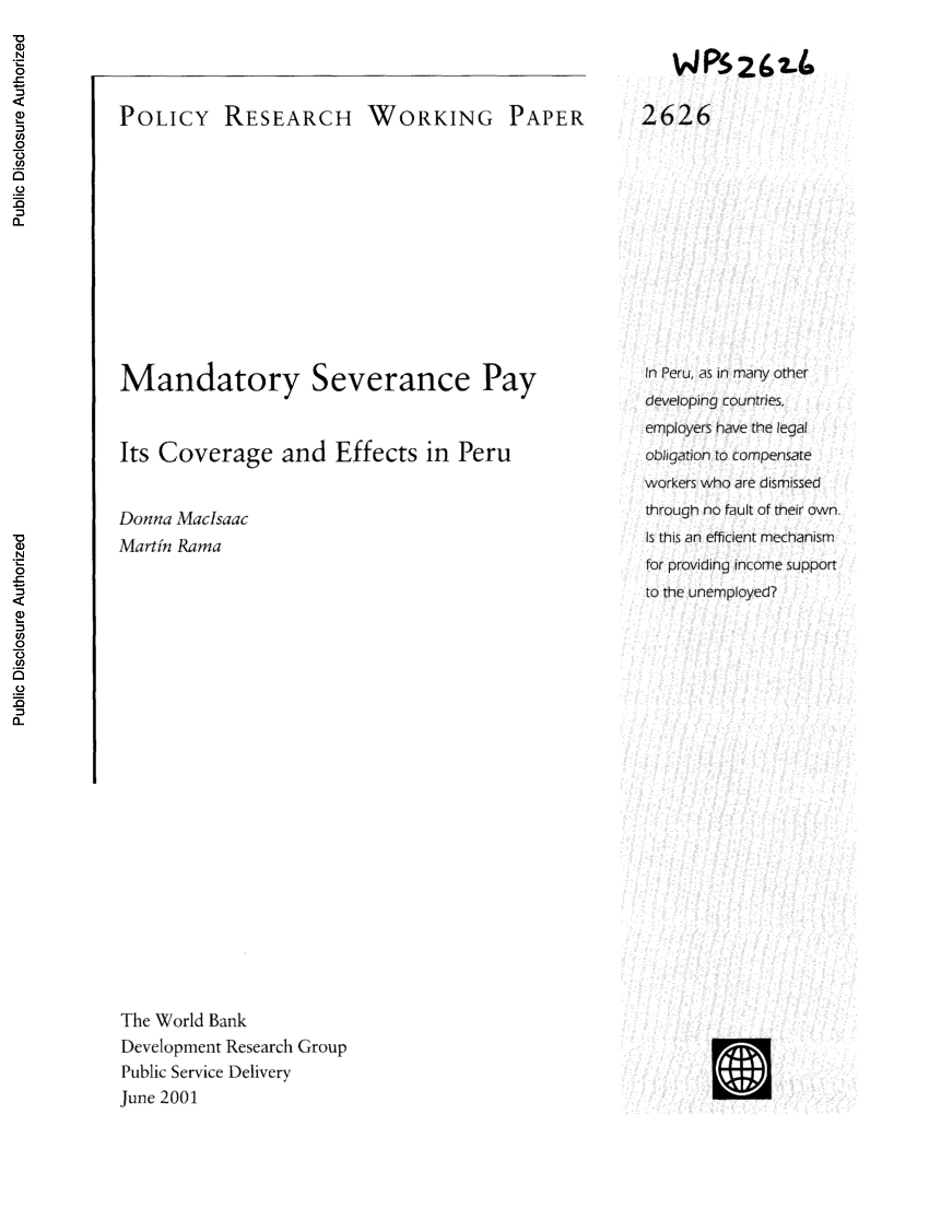 (PDF) Mandatory Severance Pay: