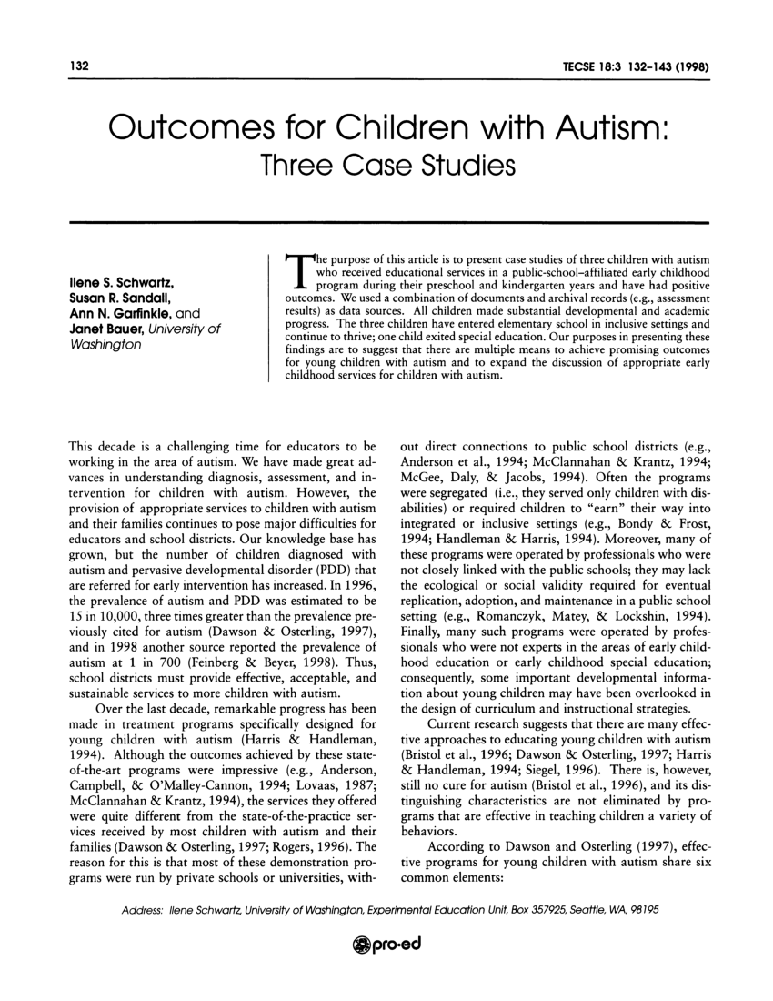 research studies related to autism