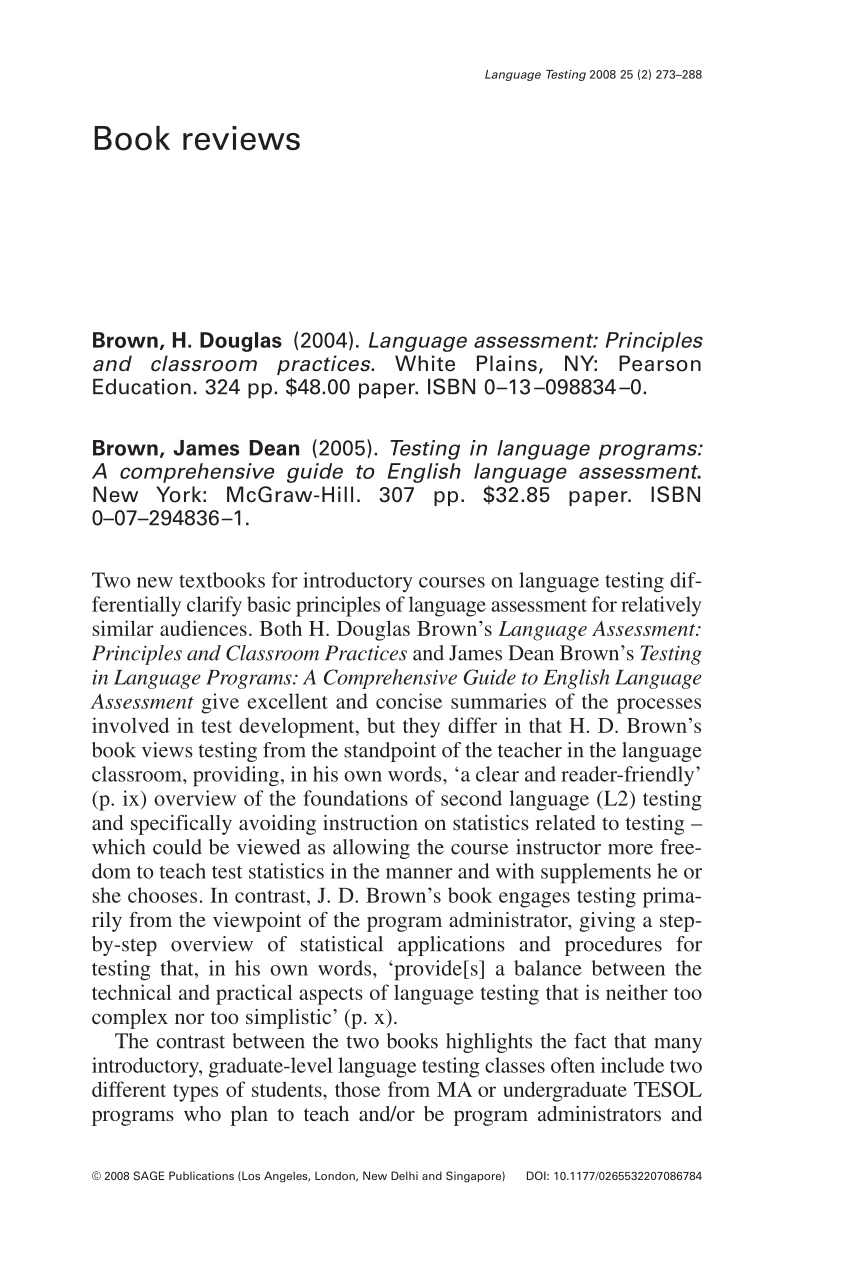 PDF) Book review: Brown, H. Douglas (2004). Language assessment