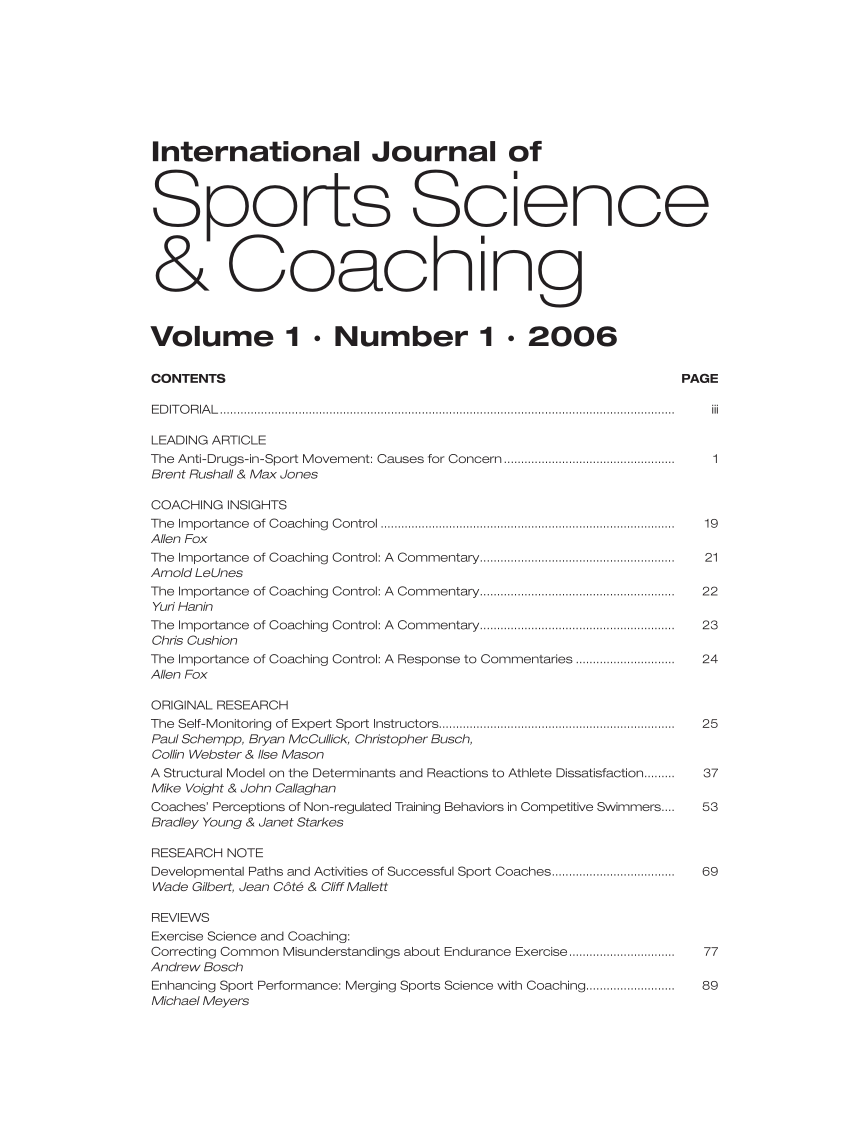 Pdf Enhancing Sport Performance Merging Sports Science With Coaching