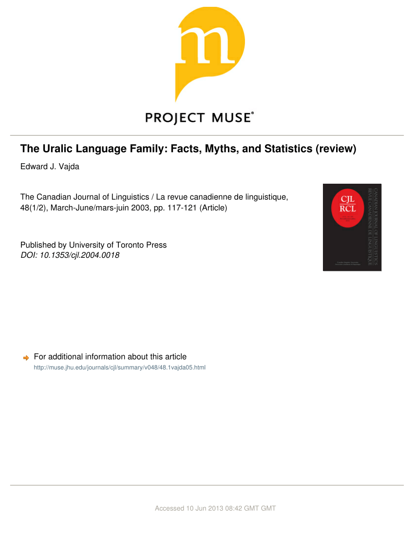 PDF The Uralic Language Family Facts Myths And Statistics Review   Largepreview 