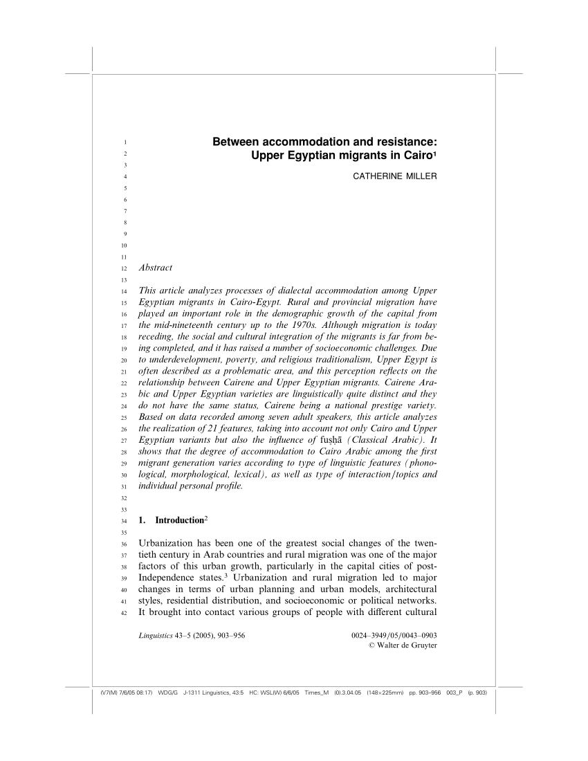 PDF) Between accomodation and resistance Upper Egyptian migrants in Cairo
