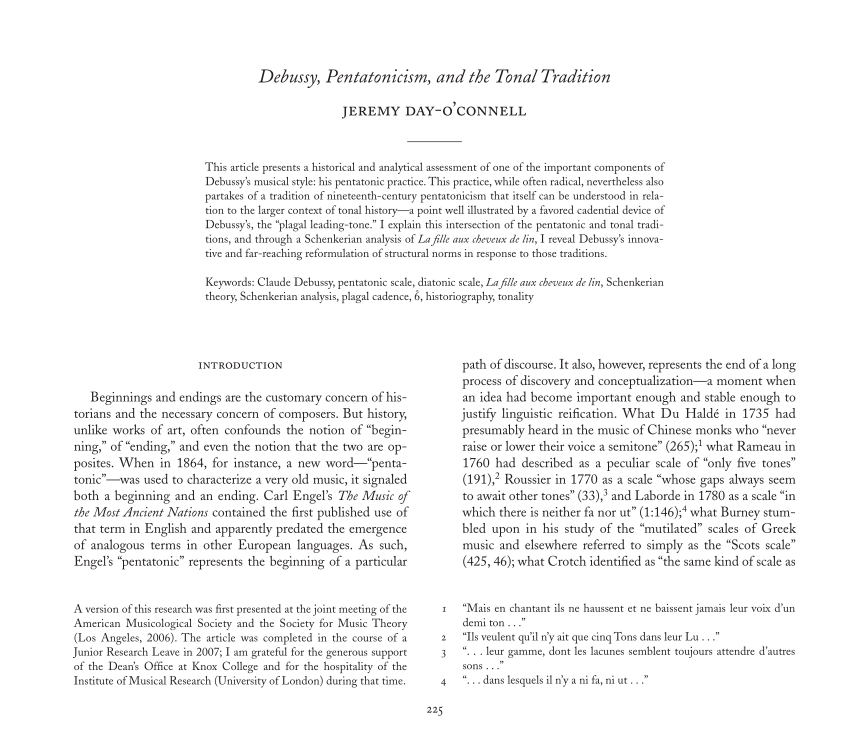Pdf Debussy Pentatonicism And The Tonal Tradition