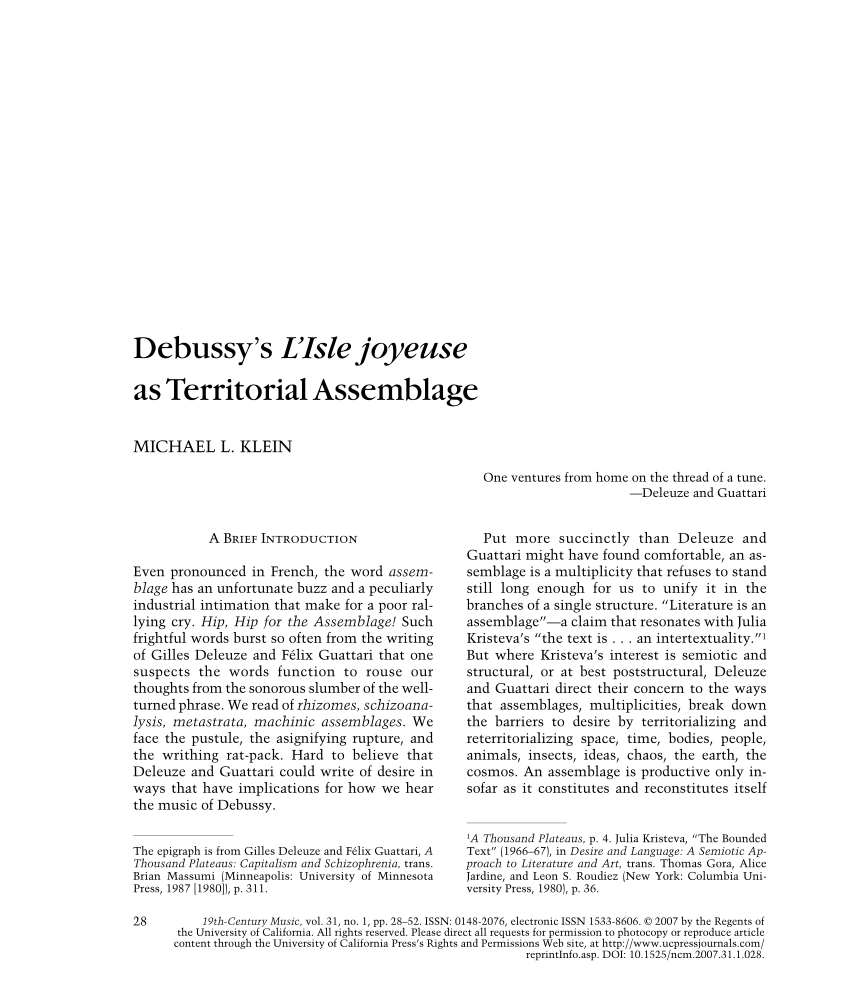 PDF) Debussy's L'Isle joyeuse as Territorial Assemblage