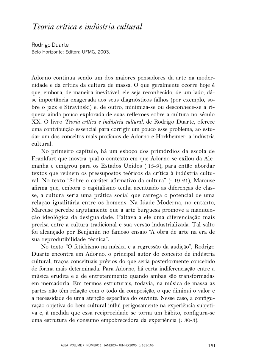 Pdf Teoria Cr Tica E Ind Stria Cultural