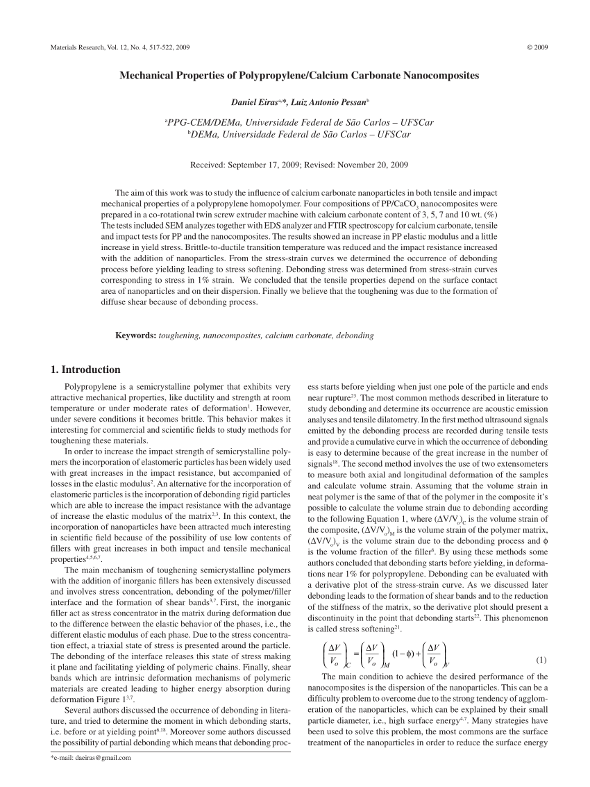 (PDF) Mechanical Properties of Polypropylene/Calcium Carbonate