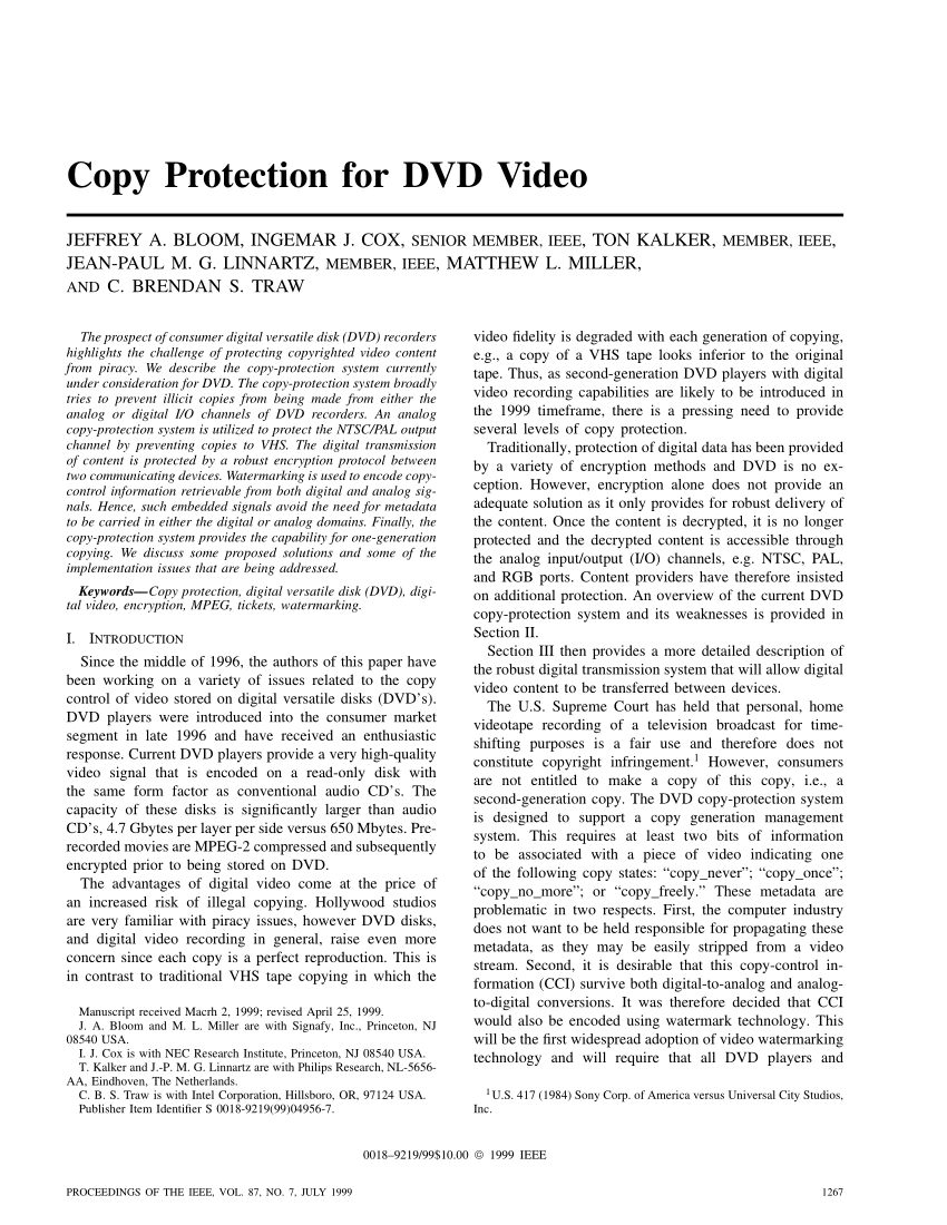 Pdf Copy Protection For Dvd Video