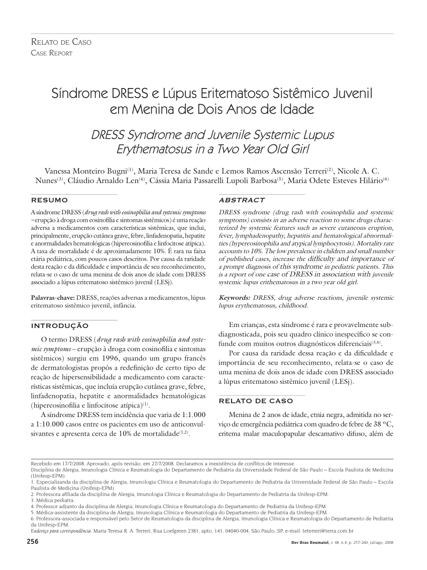 PDF) Síndrome DRESS e lúpus eritematoso sistêmico juvenil em