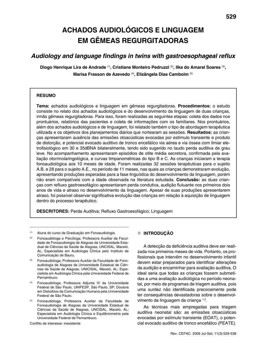 AVALIAÇÃO AUDIOLÓGICA INFANTIL - ANAMNESE - Audiologia II