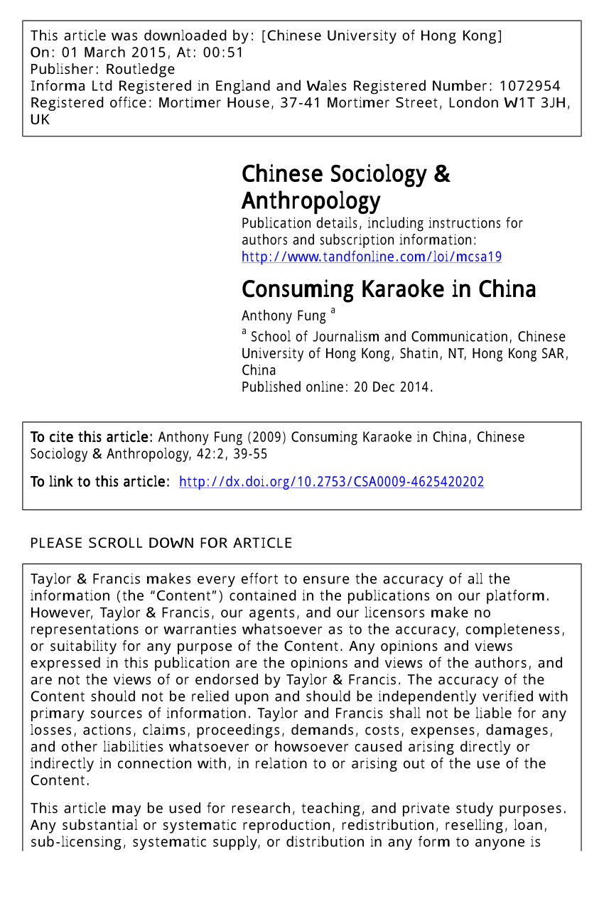 Pdf Consuming Karaoke In China Modernities And Cultural Contradiction