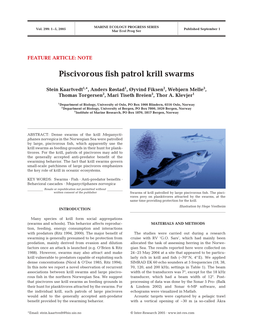 PDF) Piscivorous fish patrol krill swarms