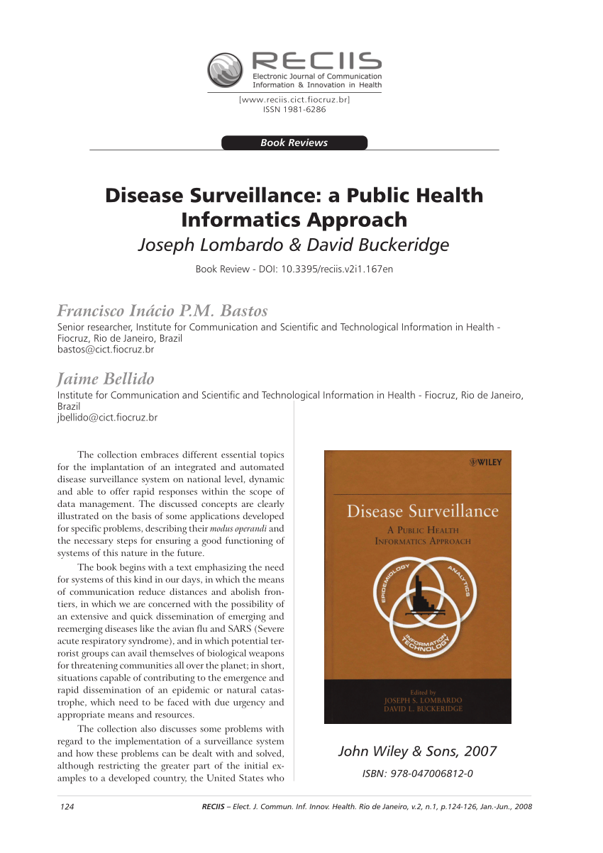 (PDF) Disease Surveillance a Public Health Informatics Approach, by