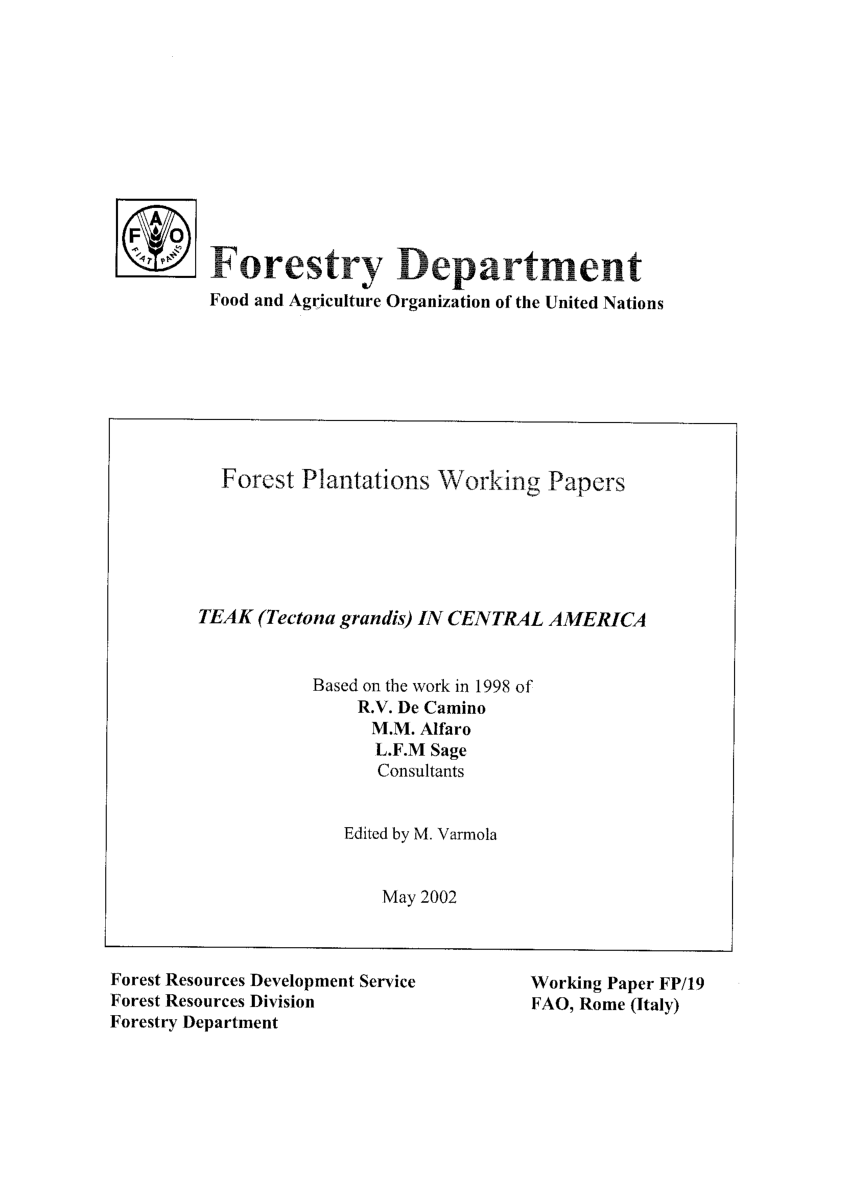 PDF) TEAK (Tectona grandis) in Central America